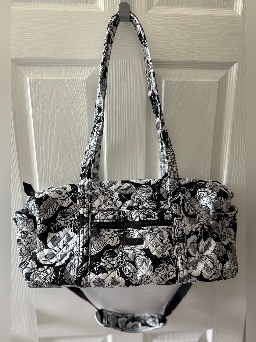 Vera Bradley Small Travel Duffle In Bedford Blooms Black & White Floral NWT